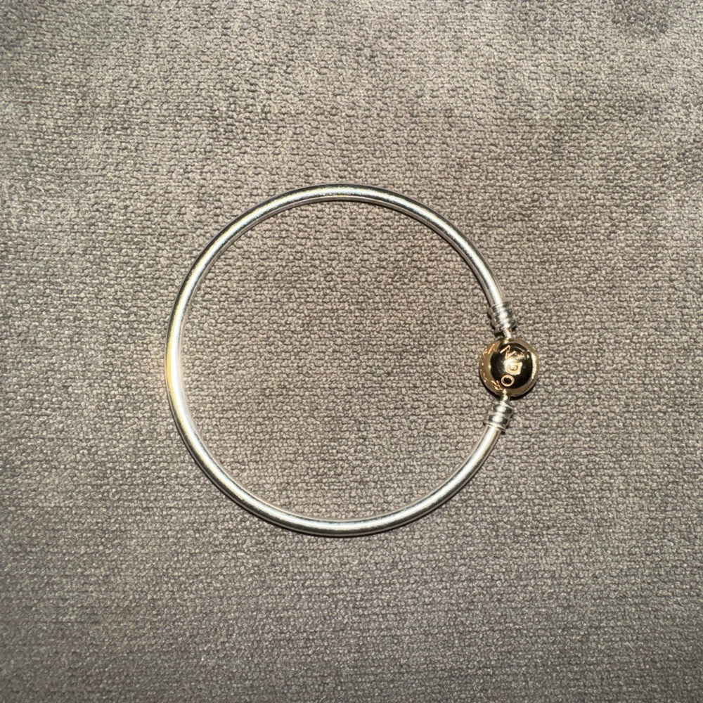 Silver Pandora Bangle Bracelet with Gold Clasp